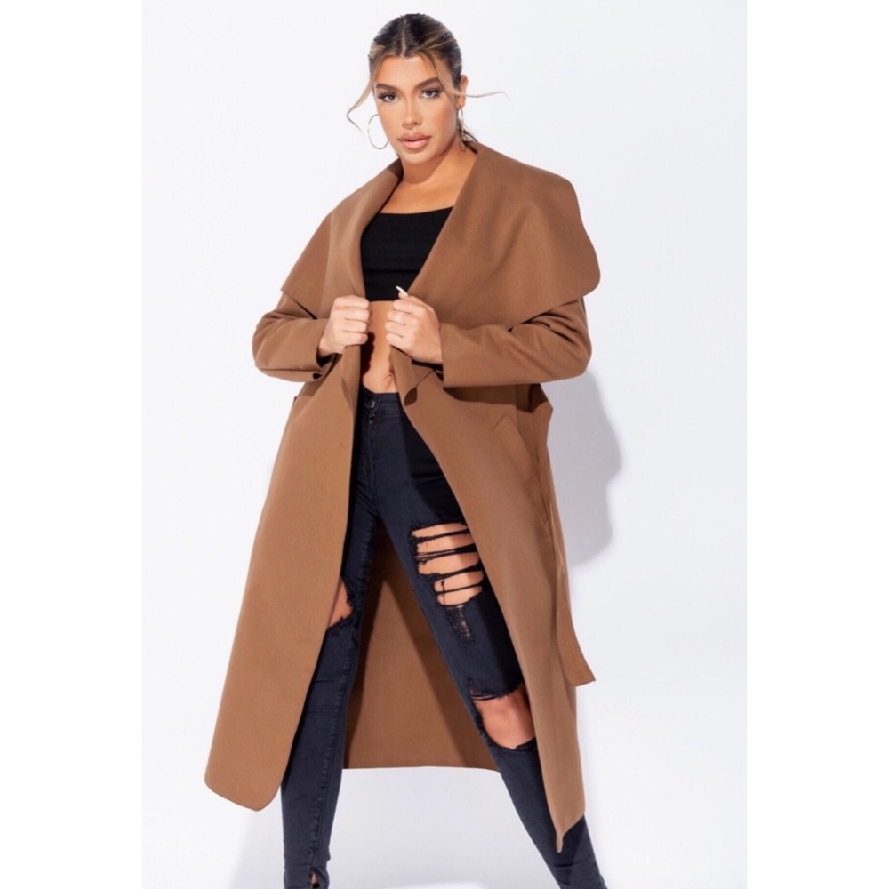 New Arrival!!! Oversized Belted Waterfall Coat - Picture 7 of 10